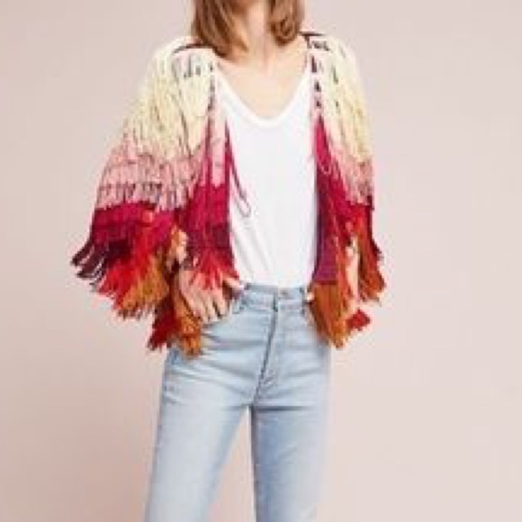 multi colored fringe jacket